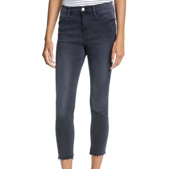 FRAME Le High Ripped Raw Hem Crop Skinny Jeans NWT